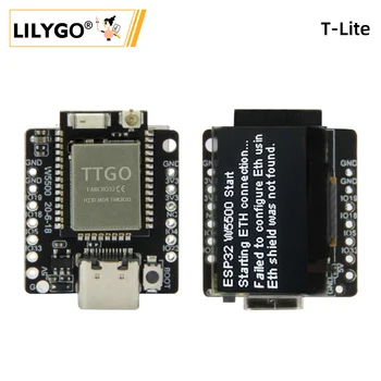 LILYGO® TTGO T-Lite W5500 ESP32 Майстор-чип SSD1306 0,96-инчов OLED Type-C USB Такса за Програмиране на Безжичен модул WiFi, Bluetooth