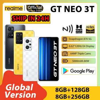 realme GT НЕО 3T Глобалната версия Snapdragon 870 5G 80W SuperDart зареждане на NFC 6,62 