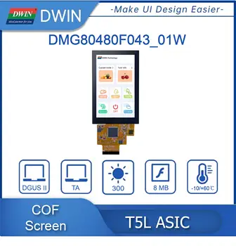 DWIN 4,3 Инча TFT LCD модул 800*480 HMI Сензорен Екран СБР Структура Капацитивен Интелигентен Дисплей Панел LCM Работи DGUS II Syrtem