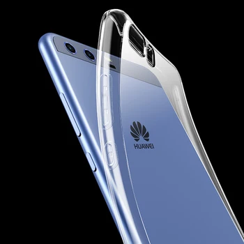 Калъф за Мобилен Телефон Huawei P10 Lite P10 Plus P10Lite P10Plus устойчив на удари Силикагел Здрав Мек Прозрачен Прост Здрав Делото