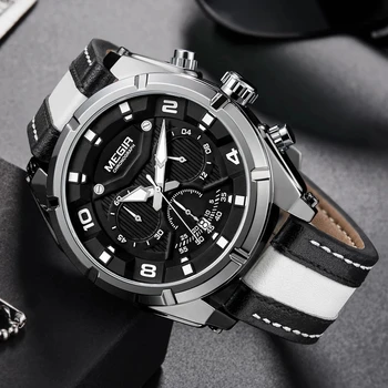 MEGIR Sport Uhren Männer Mode Luxus Топ Марк Lederband Quarz Armbanduhren Wasserdicht Stunde Uhr Männlich Relogio Masculino