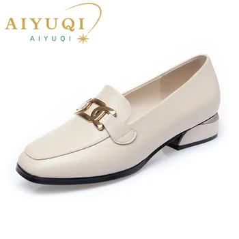 AIYUQI/дамски обувки; сезон пролет 2023 г.; Нови дамски обувки на среден ток; удобна ежедневна работна обувки за майки с квадратни пръсти ; дамски обувки