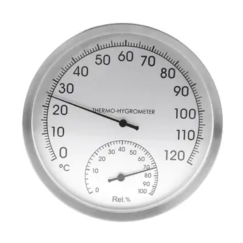 Вътрешен Външен Термометър Безжичен Стенен Термометър, Влагомер с Корпус от Неръждаема Стомана за Сауна Къщи