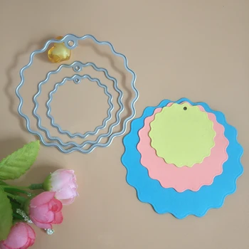 Открийте 3-слойная кръгла етикет за украса на режещи удари фотоалбум картон DIY подарък карта украса релеф занаяти
