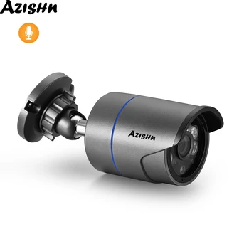 AZISHN IP Камера 4MP H. 265 Аудиозапис Запис Външна Водоустойчив IP66 Камера Видеонаблюдение за Нощно Виждане Домашна Камера за Видеонаблюдение Мрежова Камера