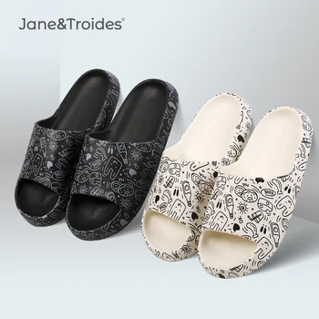 JaneTroides/2022 г. Модни Дамски Джапанки Лято Меки Сандали На платформа Плажни Улични Домашни Нескользящие мъжки обувки Zapatillas
