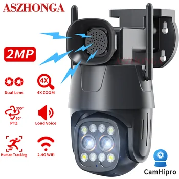 ASZHONGA 1080 P 4X Увеличение на PTZ Камера Двупосочна Аудио Wi-Fi, 2MP за Видеонаблюдение Връзката Проследяване на Двойна Леща Дома на Открито Камера