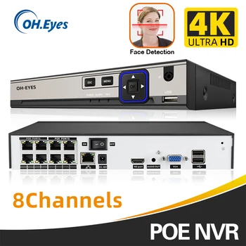О.EYES H. 265 HEVC 8CH ВИДЕОНАБЛЮДЕНИЕ NVR За 8MP/5MP/4MP/3MP/2MP 8.0 MP Лицето за Откриване на IP Камера Мрежов Видеорекордер За P2P Системи за Видеонаблюдение