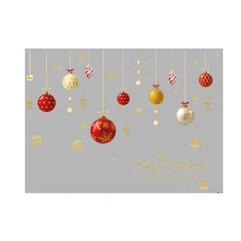 45*60 см 2022 Коледни Стикери За Стена за Декорация на Магазина Стъкло на Прозореца Златни Коледна Украса Цветни Стикери с Топки
