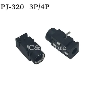 10шт 3,5 жак за слушалки, аудио жак PJ-320 3 /4 между пръстите DIP конектор за стерео слушалки PJ-320B