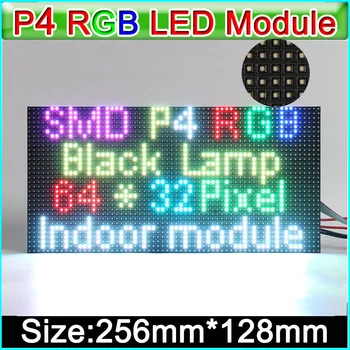 Пиксел модул 64кс32 дисплеи LED П4 вътрешен, панел на екрана LED СМД УОС П4 знаци СИД пълен цвят, матрица LED 256мм*128мм