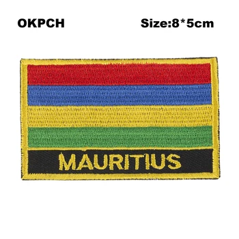 Знаме на остров МАВРИЦИЙ ленти от плат с бродерия, издълбани САМ етикети на дрехи PT0119-R