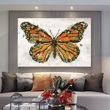 Съвременните Животни Монтиране на Изкуството Цвят на Мъртви Листа Пеперуда Платно Картина Модерен Популярен Плакат Вътрешна Декорация на дома (Без Рамка)