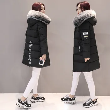 Зимно палто 2022, Женски Ново Корейското Модно Памучно Рокля със Средна дължина, Дамски Тънък Яке с Качулка Големи Размери, Дамски Памучен яке