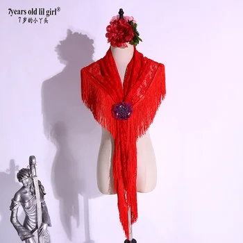 Облечи за танцуващи фламенко Корея Лейси Шал с ресни BK501