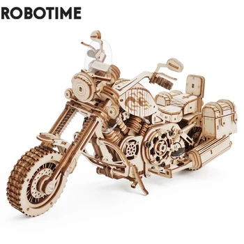 Robotime Rokr 420 БР. Крайцер Мотоциклет САМ Дървена Модел Building Block Комплекти за Сглобяване на Играчката Подарък за Деца и Възрастни LK504