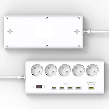 Мрежов филтър Европейския USB Power Strip 5 контакти 5 usb Plug EU горивна Такса Бързо Зареждане на 3.0 USB порт 5 банди ЕС удължител