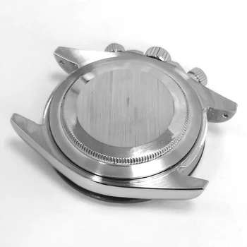 Аксесоари за часовника 39 мм стомана корпус черен керамичен bezel сапфирен кристал циферблат-стрелки каишка подходящ кварцов механизъм VK63