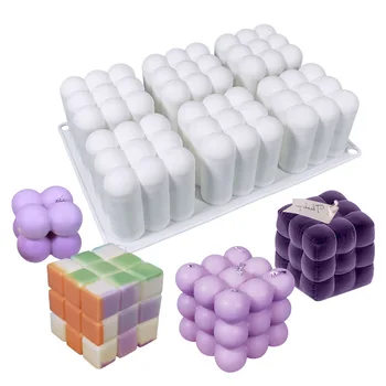 3D Куб на Рубик, Форма За Торта, Силиконова Форма За Свещи, Форма За Ароматерапия, Гипсова Форма За САМ на Партито По Случай рождения Ден, под Формата на Сапуни, Ръчна изработка, плавателни съдове