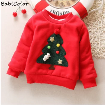 Зимни детски дрехи, Пуловер, Поло, плюс Кадифе Топли Блузи за малки момчета и момичета, корейски детски Коледни Подаръци за Деца