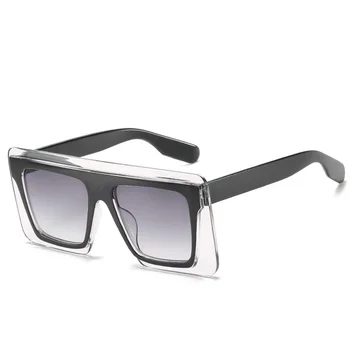 Квадратни Големи Слънчеви Очила С Плосък Покрив, Мъжки И Дамски Маркови Дизайнерски Слънчеви Очила, Дамски Градиентные Слънчеви Очила, Стръмни Големи Цельнокроеные UV400 Oculos