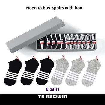 TB BROWIN води до пренебрегване том Мъжки Чорапи RWB Райе, Унисекс, Корейски Модни Памучни Трикотажни Удобни Ежедневни Чорапи в Стил Харадзюку