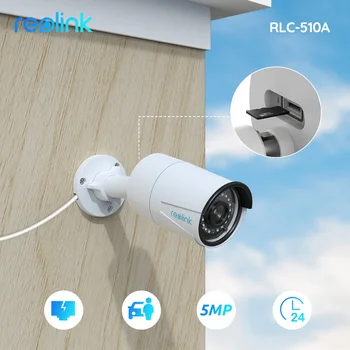 Reolink Интелигентна IP камера за откриване 5MP PoE Външна Инфрачервена Камера за Нощно виждане За откриване на човек/на колата RLC-510A
