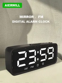 Aierwill N33 Digital alarm clock Led Огледално Настолни Часовници С по-Голям Дисплей 12/24 Ч FM Електронни Часовници За Спалня Нощни Шкафчета