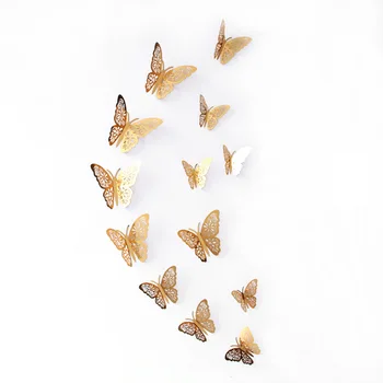 12 бр./компл. 3D Стикери за Стена от Кухи Пеперуди за Детски Стаи Домашен Стенен Декор САМ Mariposas Стикери за Хладилник Украса на Стаята