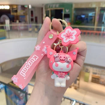 Kawaii Sanrio Ключодържател Hello Kitty Kuromi My Melody Cherry Blossoms Серия Cartoony Висулка Ключодържател От Кола Играчки За Момичета Висулки За Чанти