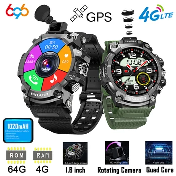 696 2023 4G Android Смарт часовници За спортове на открито GPS WiFi Флип камера 1,6 Инча, 400 * 400 Екран 4G RAM 64G ROM Сим-карта Smartwatch