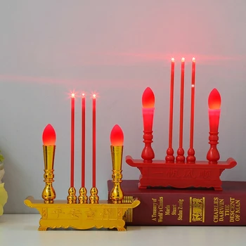 Будистки Олтар Електрическа Led Свещ С Батерии Имитативната Кадилница За Тамян Китайската Нова Година, Празнична Парти