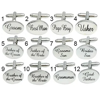 Безплатна Доставка Сватбени копчета за Ръкавели на Едро и на дребно на 12 места Дизайн Сребърен Цвят Мед Материал, Модерен Дизайн Младоженеца