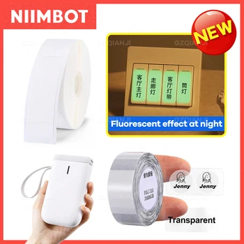 [Купя 5 с отстъпка 30%]Niimbot D11 Хартия за принтери на етикети, Прозрачни ролка Прозрачна хартия за печат на етикети Стикер с името на Залепваща стикер