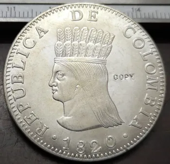 1820 Колумбия 8 реала (Република Колумбия-Гран Колумбия) сребърно покритие копирни монета