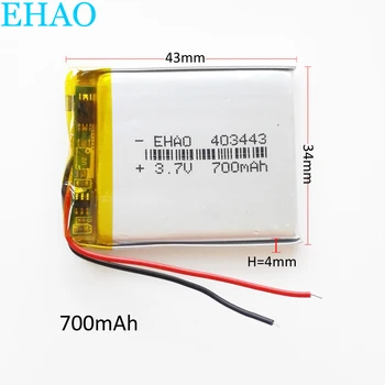 EHAO 403443 3,7 НА 700 mah Литиево-Полимерна LiPo PLIB Акумулаторна Батерия За Mp3 GPS Мобилна Електронна Част 4*34*43 мм