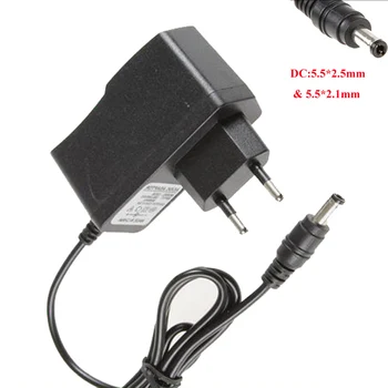 Черно Европейския Път сфигмоманометр зарядно устройство 5,5*2,5 мм и 5,5*2,1 мм 100-240 В ЕС адаптер за захранване с променлив ток, докато dc 1A 3/5/6/7/9 по избор