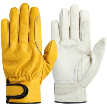 Работни ръкавици от телешка кожа работни работни заваръчни защитни градински спортни мотоциклетни износоустойчиви ръкавици