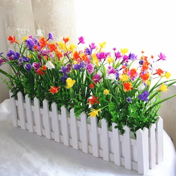 Изкуствени Цветя, които са Устойчиви на Uv, Храсти и Растения, Зелените Пластмасови за Външни Висящи Растения Градина на Верандата на Прозореца Начало Сватбен Декор