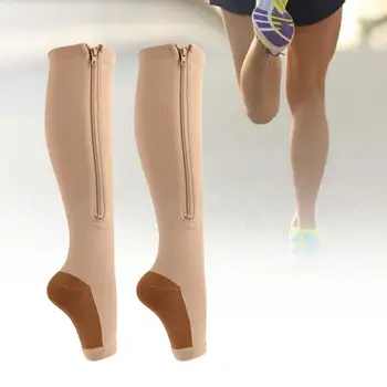 Дамски Компресия Чорапи С Отворени Пръсти С Цип Предотвратяват Разширени Вени Чорапи С Ръкави За Крак