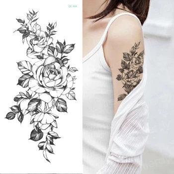 временна татуировка стикер цвете божур роза скици татуировка дизайн секси момичета модел татуировки ръка крак черна къна етикети жени