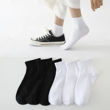 5 двойки/лот, Модерен Елегантен обикновена черни, бели Дамски Памучни чорапи, Летни пролетни реколта студентски Чорапи за момичета, Къси Дамски Чорапи с ниско деколте на щиколотке