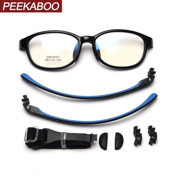 Силиконови квадратни очила Peekaboo за деца в TR90 рамка, сини, розови, за момичета, за оптични очила, рамки за деца, аксесоари за студенти